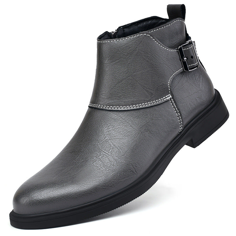 High-top British-style Leather Zip-up Ankle Boots