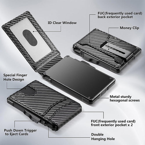 Amazon Bestseller Dual-Fold Carbon Fiber Flip Wallet