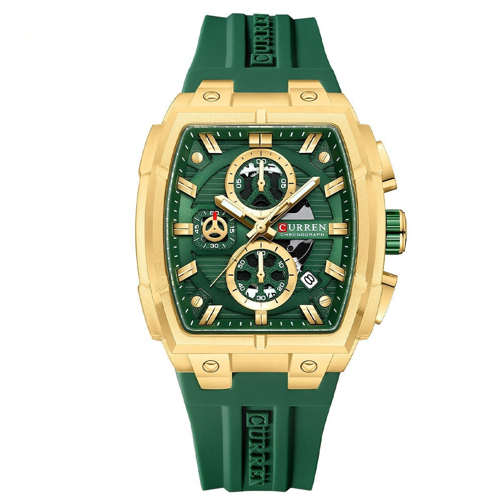 Kairun Waterproof Calendar Six-Hand Adhesive-Tape Mens Quartz Watch