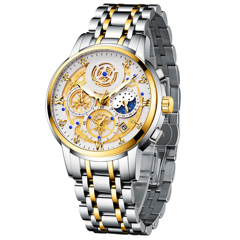 Men's Stainless Steel Multifunction Quartz Watch