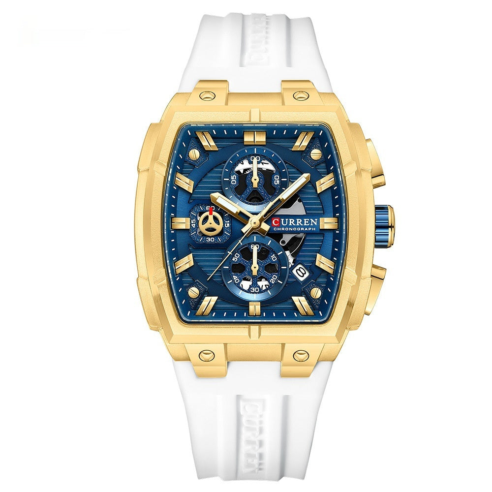 Kairun Waterproof Calendar Six-Hand Adhesive-Tape Mens Quartz Watch