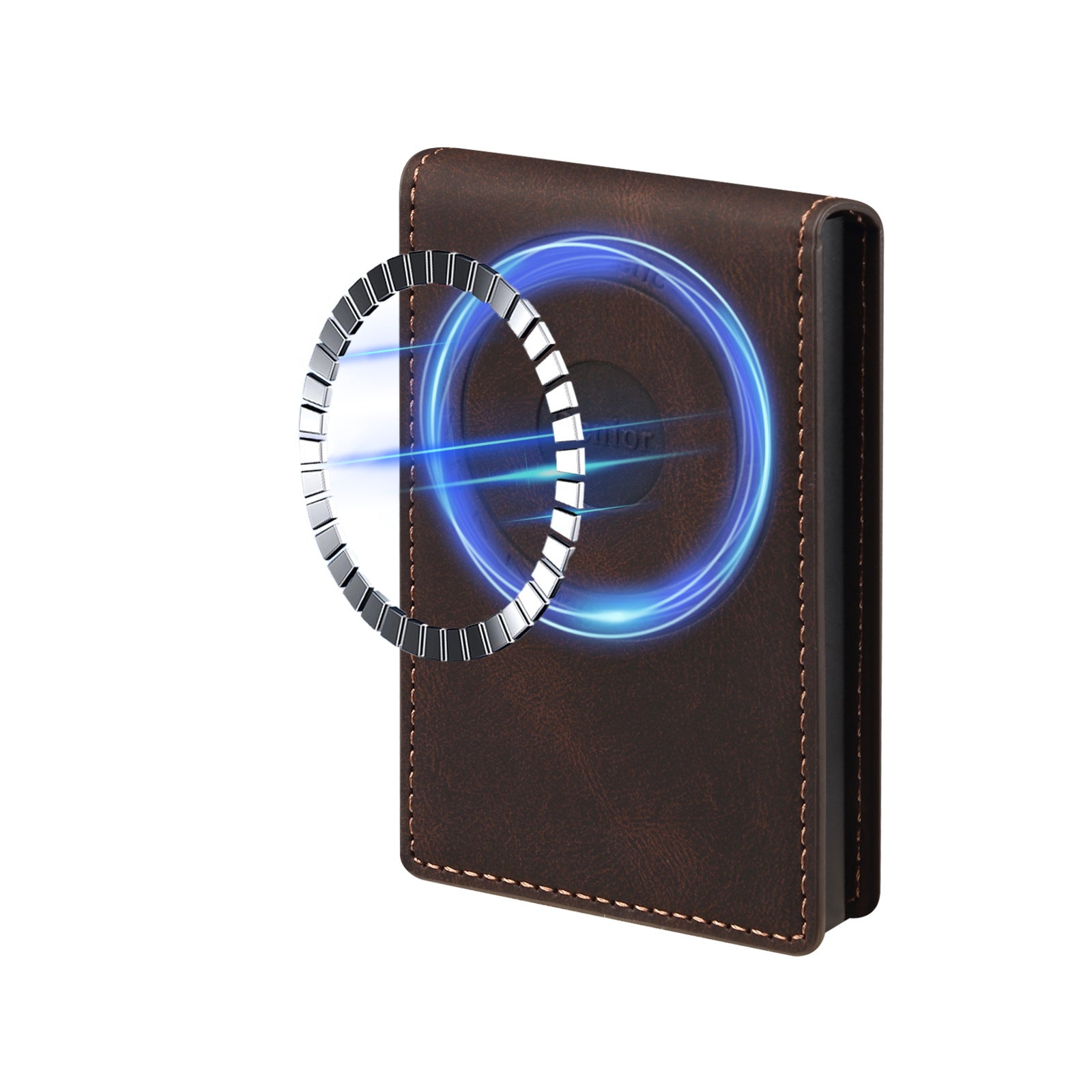Smooth Leather Button-operated Automatic Pop-up Card Case With Elastic Band Wallet